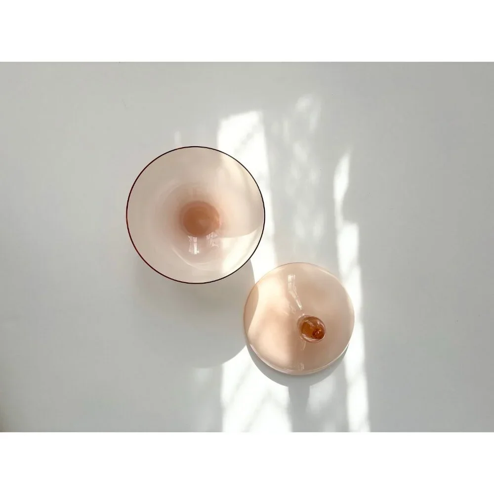 Vintage MCM Empoli Dusty Rose Pink Lidded Wide Glass Jar / Compote Dish - Picture 9 of 10